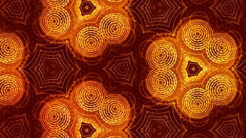 3d render. Gold motion design background with symmetrical pattern. Abstract sci Illustrazione stock