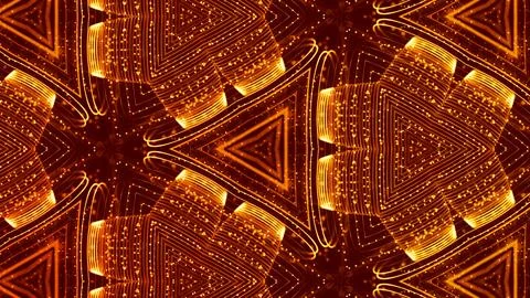 3d render. Gold motion design background with symmetrical pattern. Abstract sci Stock Illustration