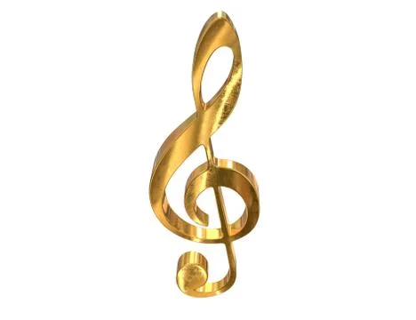 3D render of gold music clef symbol isolated on white Stock Illustration
