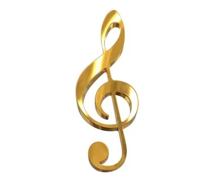3D render of gold music clef symbol isolated on white Stock Illustration