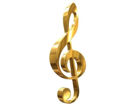 3D render of gold music clef symbol isolated on white Stock Illustration