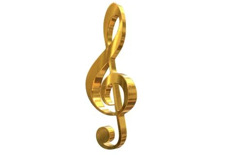 3D render of gold music clef symbol isolated on white Stock Illustration
