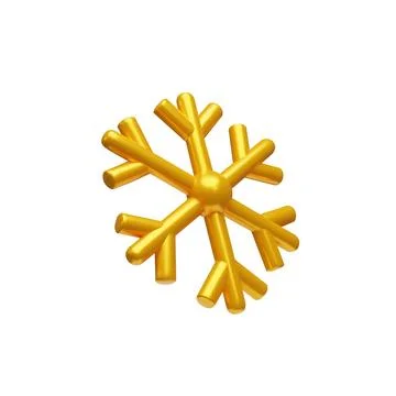 3d render gold snowflake left side. Stock Illustration