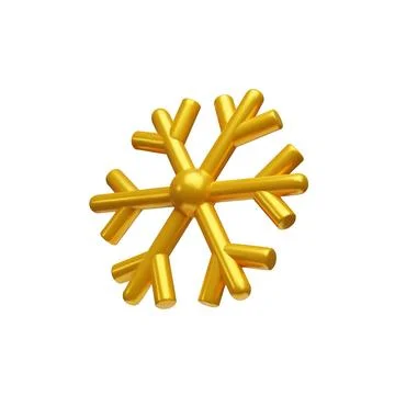 3d render gold snowflake right side. Stock Illustration