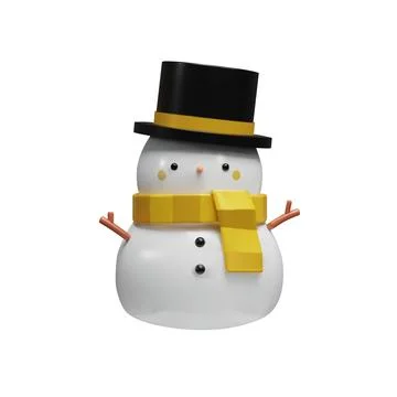 3D Render gold snowman in hat Stock Illustration