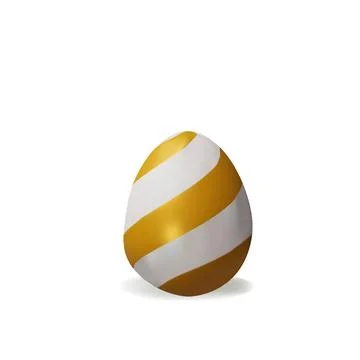 3d render gold striped-diagonal easter egg Stock Illustration