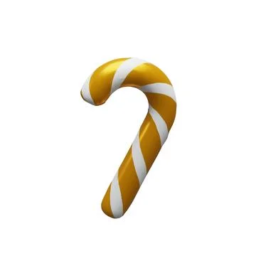 3d render gold traditional candy stick Christmas Stock Illustration