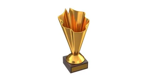 3D render of Gold Trophy Cup isolated on white Stock Illustration