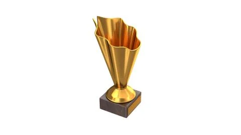 3D render of Gold Trophy Cup isolated on white Stock Illustration