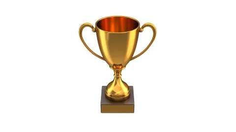 3D render of Gold Trophy Cup isolated on white Stock Illustration