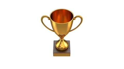 3D render of Gold Trophy Cup isolated on white Stock Illustration