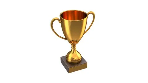 3D render of Gold Trophy Cup isolated on white Stock Illustration