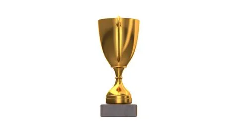 3D render of Gold Trophy Cup isolated on white Stock Illustration