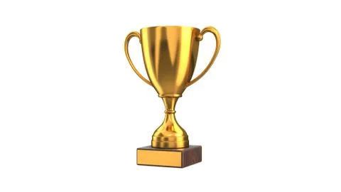 3D render of Gold Trophy Cup isolated on white Stock Illustration