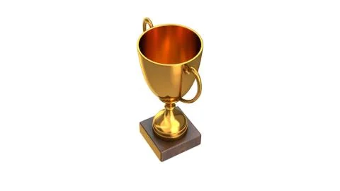 3D render of Gold Trophy Cup isolated on white Stock Illustration