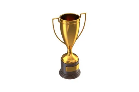 3D render of Gold Trophy Cup isolated on white. Illustrazione stock