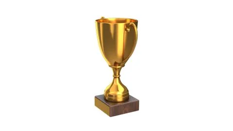 3D render of Gold Trophy Cup isolated on white Stock Illustration