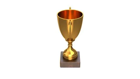 3D render of Gold Trophy Cup isolated on white Stock Illustration