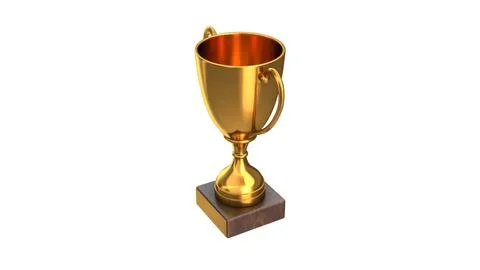 3D render of Gold Trophy Cup isolated on white Stock Illustration
