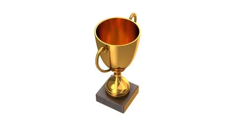 3D render of Gold Trophy Cup isolated on white Stock Illustration