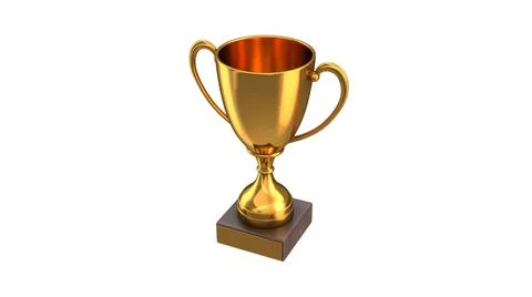 3D render of Gold Trophy Cup isolated on white Stock Illustration