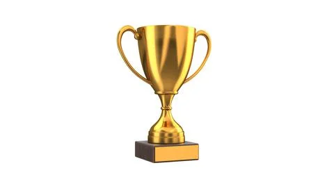 3D render of Gold Trophy Cup isolated on white Stock Illustration