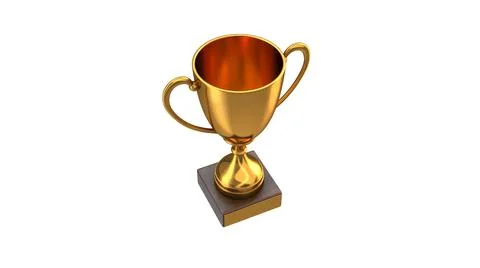 3D render of Gold Trophy Cup isolated on white Stock Illustration
