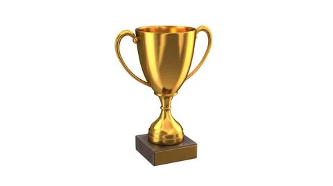 3D render of Gold Trophy Cup isolated on white Stock Illustration