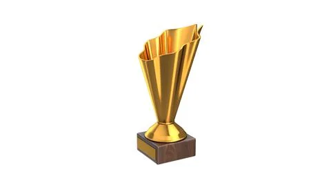 3D render of Gold Trophy Cup isolated on white Stock Illustration