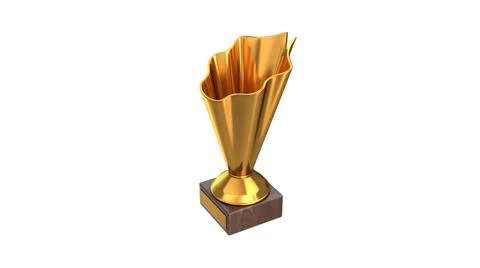 3D render of Gold Trophy Cup isolated on white Illustrazione stock