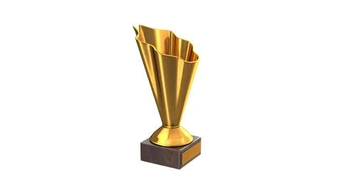 3D render of Gold Trophy Cup isolated on white Stock Illustration