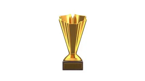 3D render of Gold Trophy Cup isolated on white Illustrazione stock