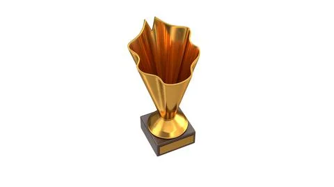 3D render of Gold Trophy Cup isolated on white Illustrazione stock