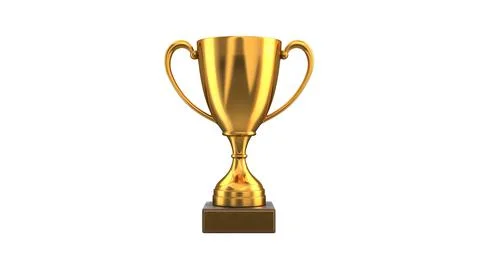 3D render of Gold Trophy Cup isolated on white Stock Illustration