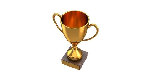 3D render of Gold Trophy Cup isolated on white Stock Illustration