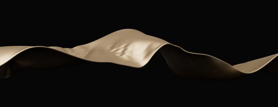 3D render of a gold wave on a black background for wallpapers Stock Illustration
