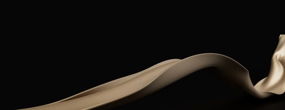 3D render of a gold wave on a black background for wallpapers Stock Illustration