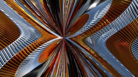 3D render, Gold wire pattern luxury background, Modern waves movement loop Stock Footage 240719744