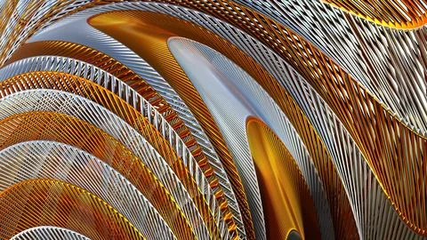 3D render, Gold wire pattern luxury background, Modern waves movement Stock Illustration
