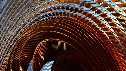 3D render, Gold wire pattern luxury background, Modern waves movement Stock Illustration