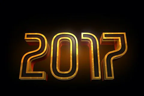 3D render of Golden 2017 on Black Background Stock Photos