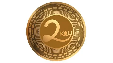 3D Render Golden 2Key Network Cryptocurrency Coin Symbol Close up イラスト素材