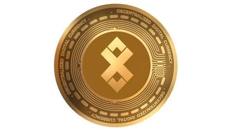 3D Render Golden  Adx Net Cryptocurrency Coin Symbol Close up 库存插图
