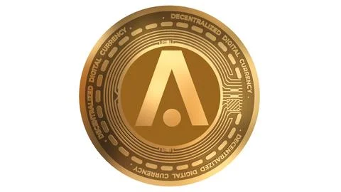 3D Render Golden  Aion Cryptocurrency Coin Symbol Close up Stock Illustration