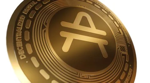 3D Render Golden AMP Cryptocurrency Coin Symbol Close up View Stock Illustration