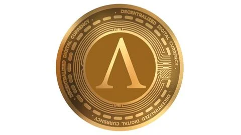 3D Render Golden Ampleforth Ampl Cryptocurrency Coin Symbol Close up 库存插图