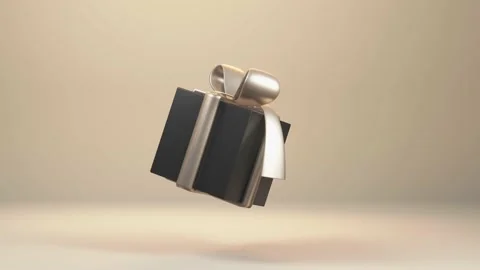 3d render of golden and black gift box flying and rotating in studio. Christmas Stock Footage 162739514