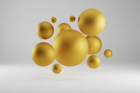 3d render of golden and black baubles on white studio background. christmas Stock Illustration