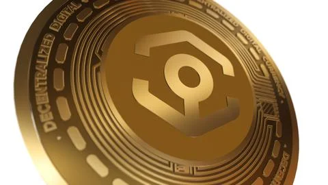3D Render Golden ANKR  Cryptocurrency Coin Symbol Close up Stock Illustration