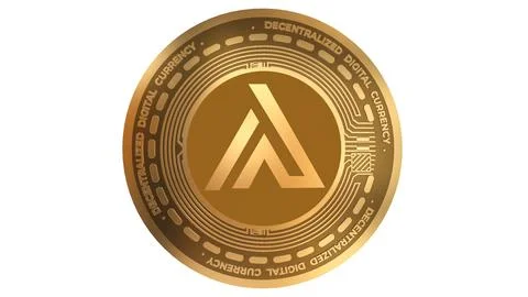 3D Render Golden Apollo Currency Apl  Cryptocurrency Coin Symbol Close up Stock Illustration